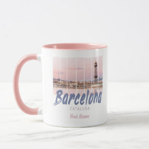 Barcelona Katalonien Sonnenuntergang Skyline Spani Tasse