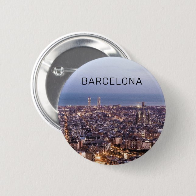 Barcelona Katalonien Sunset Skyline Spanien Stadt Button (Vorne & Hinten)