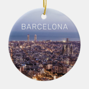 Barcelona Katalonien Sunset Skyline Spanien Stadt Keramik Ornament