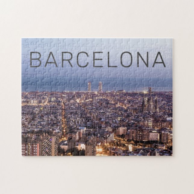 Barcelona Katalonien Sunset Skyline Spanien Stadt Puzzle (Horizontal)