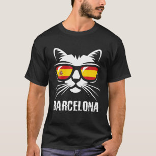 Barcelona Katze Spanische Flagge T-Shirt