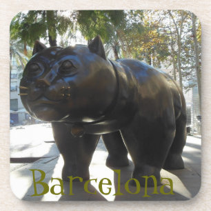 Barcelona-Katzen-Statue auf Las Ramblas Getränkeuntersetzer