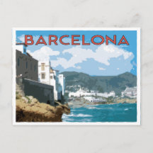 Barcelona Küste, Spanien Vintage Stil Reise