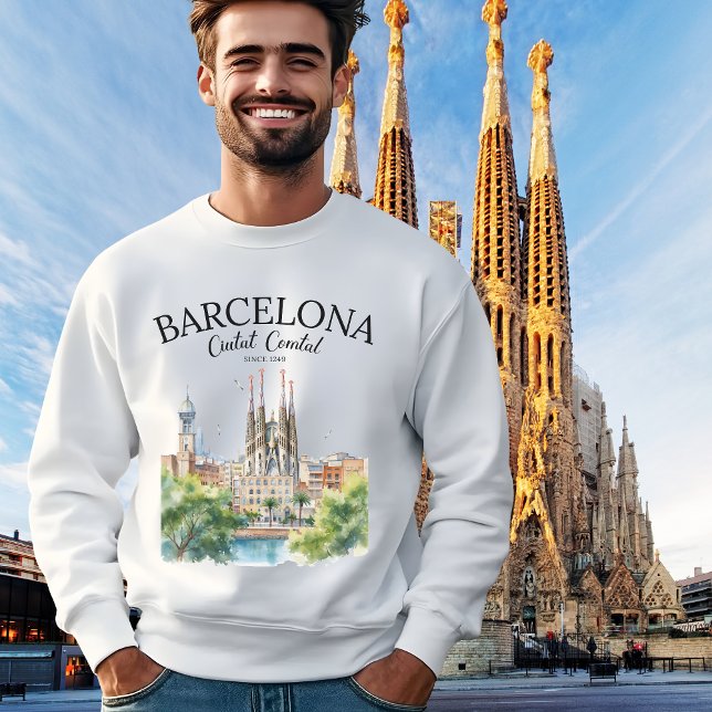 Barcelona Landscape – Iconic Cathedral & City  Sweatshirt (Von Creator hochgeladen)