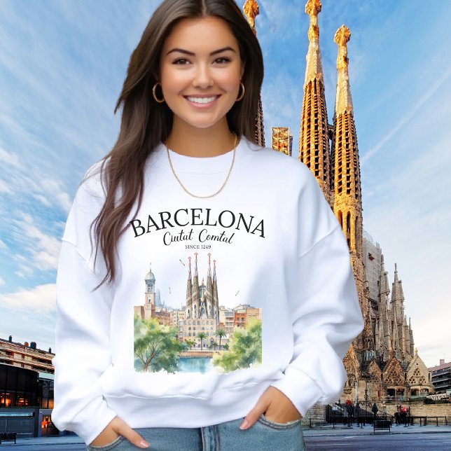 Barcelona Landscape – Iconic Cathedral & City  Sweatshirt (Von Creator hochgeladen)