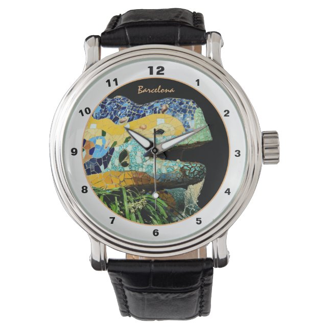 Barcelona Lizard & Park Guell, Catalonia / Gaudi Armbanduhr (Vorderseite)