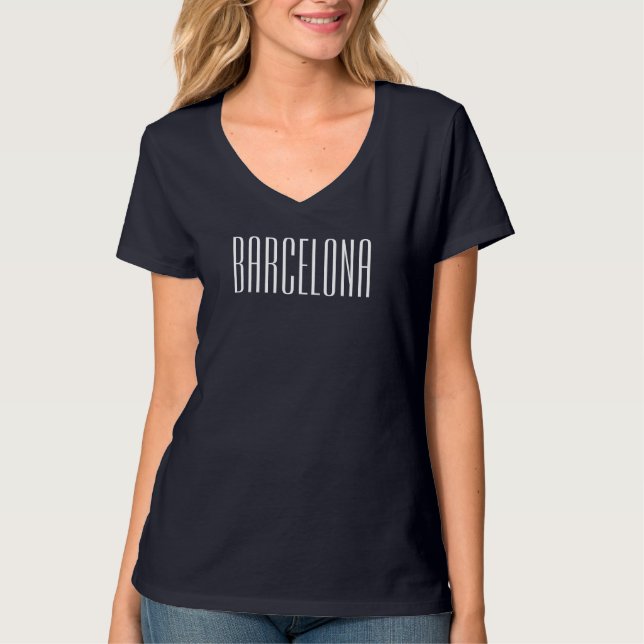 Barcelona Moderne Minimalistische Reisetipografie T-Shirt (Vorderseite)