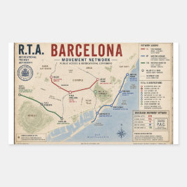 Barcelona Movement Network R.T.A. Öffentlicher Zug Rechteckiger Aufkleber