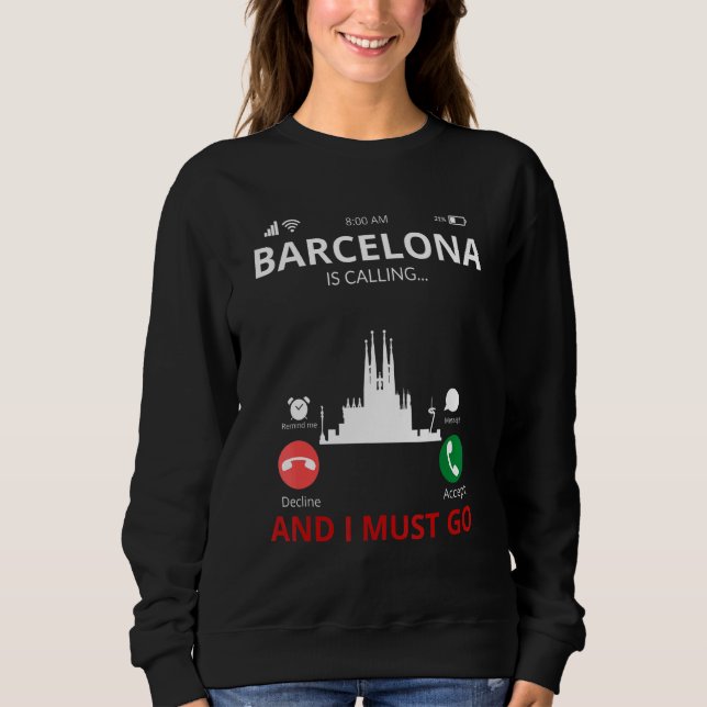 Barcelona nennt Spanien Souvenir Sweatshirt (Vorderseite)