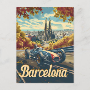 Barcelona-Oldtimer-Rennwagen Postkarte