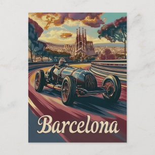 Barcelona-Oldtimer-Rennwagen Postkarte