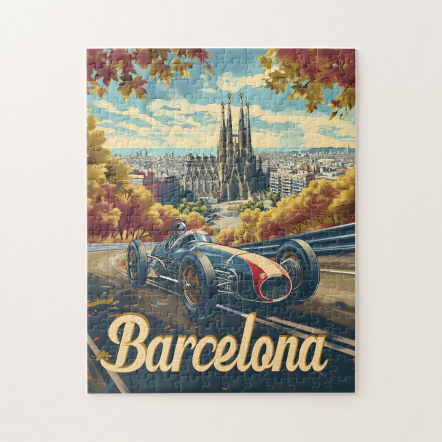 Barcelona-Oldtimer-Rennwagen Puzzle (Vertikal)