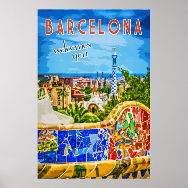 Barcelona Park Güell Banca del Gottardo Poster (Vorne)