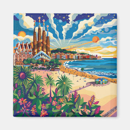 Barcelona, Park Guell, Sagrada Familia, Souvenir Magnet