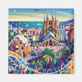 Barcelona, Park Guell, Sagrada Familia, Souvenir Magnet