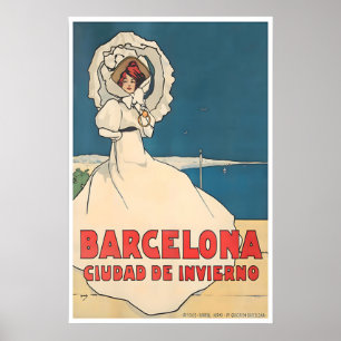 Barcelona Plakat Spanien Kunst Retro Spanisch Reis
