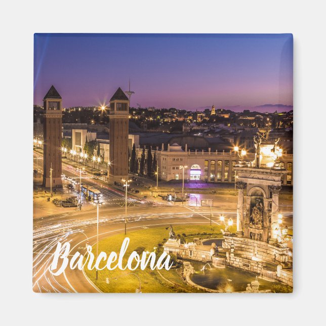 Barcelona Plaza de Espana Katalonien Spanien Sunse Magnet (Vorne)