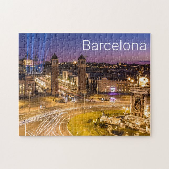 Barcelona Plaza de Espana Katalonien Spanien Sunse Puzzle (Horizontal)