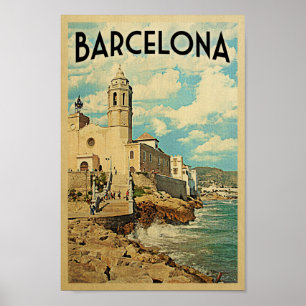 Barcelona Poster Vintage Reisen Retro Spanien Prin