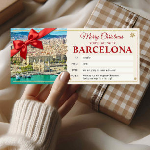 Barcelona-Reise Weihnachts-Überraschung Geschenk T Einladung