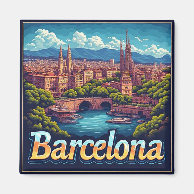 🧲 Barcelona Reiseerinnerungen aus Spanien 🇪🇸 Magnet (Vorne)