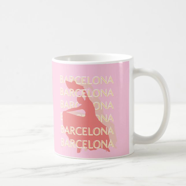 Barcelona Reisen Kunst, Rosa, Pastel Kaffeetasse (Rechts)