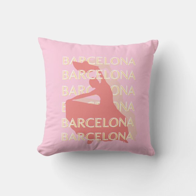 Barcelona Reisen Kunst, Rosa, Pastel Kissen (Vorderseite)