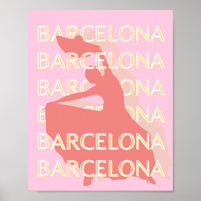 Barcelona Reisen Kunst, Rosa, Pastel Poster (Vorne)