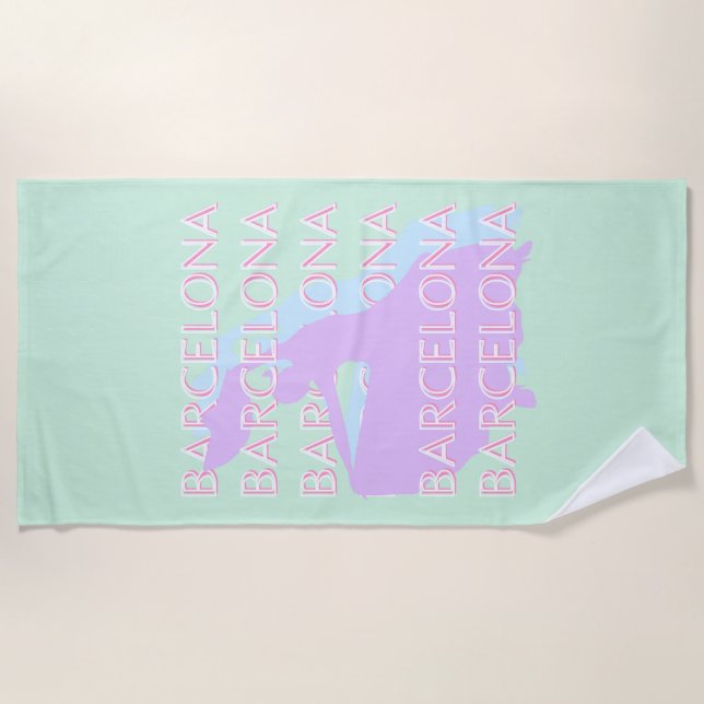 Barcelona Reisen Kunst, Spanien Kunst, Pastel, Grü Strandtuch (Vorderseite)