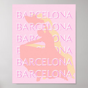 Barcelona Reisen Kunst, Spanien Kunst, Rosa, Paste Poster