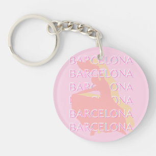 Barcelona Reisen Kunst, Spanien Kunst, Rosa, Paste Schlüsselanhänger