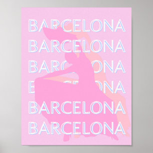 Barcelona Reisen Kunst, Spanien, Pastel, Rosa Poster