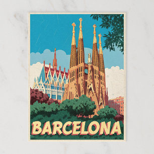 Barcelona Retro Postkarte