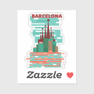 Barcelona Retro Reiseplakat Aufkleber