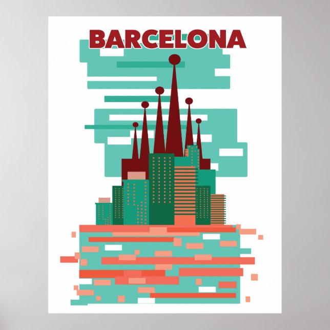 Barcelona Retro Reiseplakat Poster (Vorne)