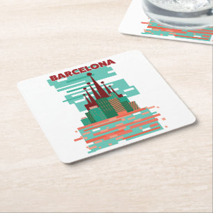 Barcelona Retro-Reiseplakat Rechteckiger Pappuntersetzer