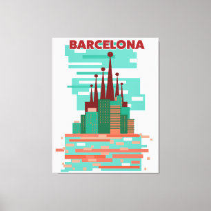 Barcelona Retro-Reiseposter Leinwanddruck
