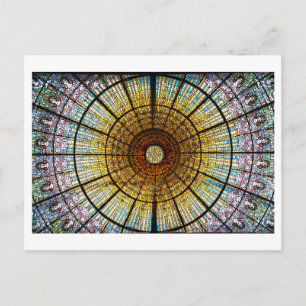 Barcelona-Rosenfenster-Buntglas Postkarte