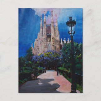 Barcelona Sagrada Familia mit Park und Lantern Postkarte
