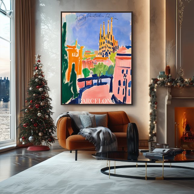 Barcelona Sagrada Familia und Skyline in Fauvist Poster (Von Creator hochgeladen)