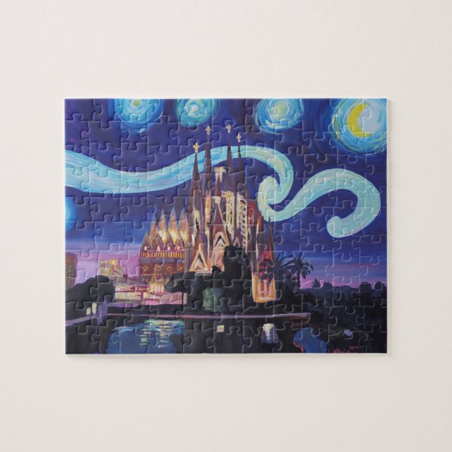 Barcelona Sagrada Familia Van Gogh inspiriert Puzzle (Horizontal)