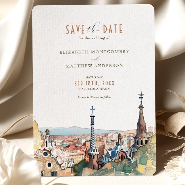 Barcelona Save the Date Zielort Spanien Spanien Sp Einladung (Von Creator hochgeladen)