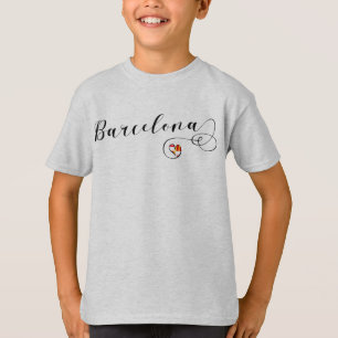 Barcelona Script Schriftart Flag Herzstück T-Shirt