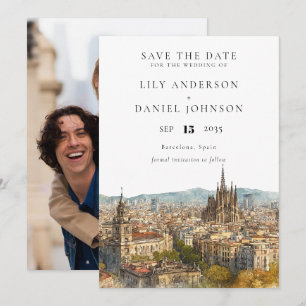 Barcelona-Skyline-Aquarell-Foto-Hochzeit Save The Date