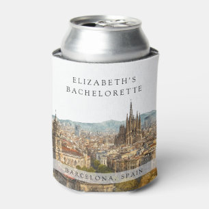 Barcelona Skyline Aquarell Junggesellinnen-Abschie Dosenkühler