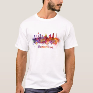 Barcelona skyline im Watercolor T-Shirt