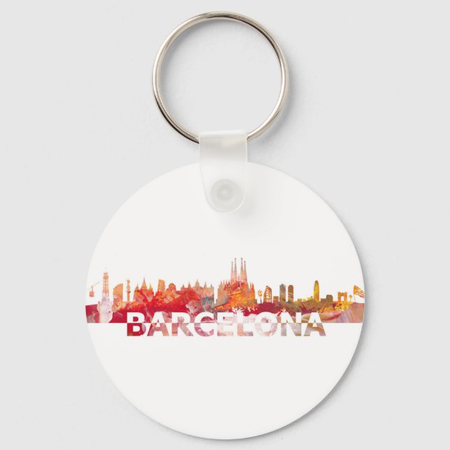 Barcelona Skyline Silhouette Großbuchstaben Schlüsselanhänger (Vorderseite)