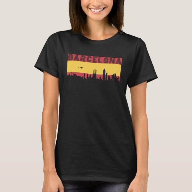 Barcelona Skyline Spain Vacation Travel T-Shirt (Vorderseite)