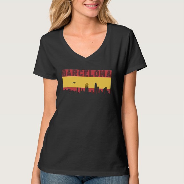 Barcelona Skyline Spain Vacation Travel T-Shirt (Vorderseite)