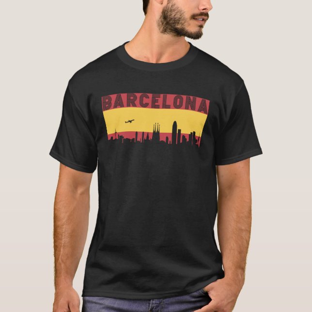 Barcelona Skyline Spain Vacation Travel T-Shirt (Vorderseite)